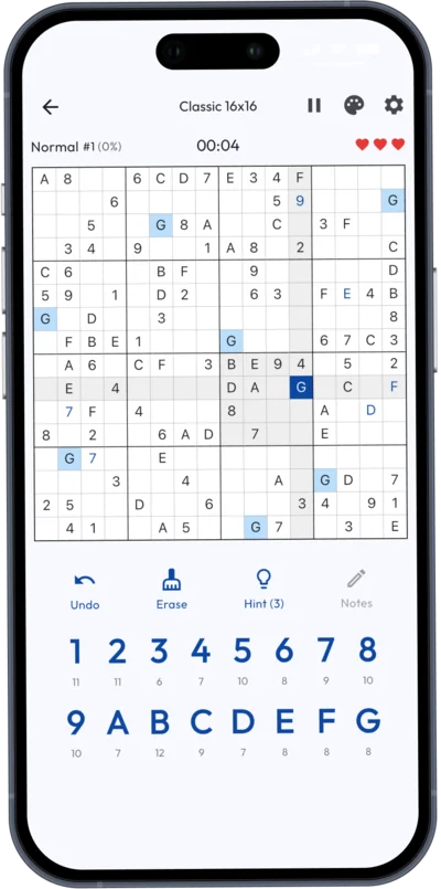 16x16 Sudoku mode